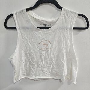 Summer crop top Miami beach extra large light weight social science white pink